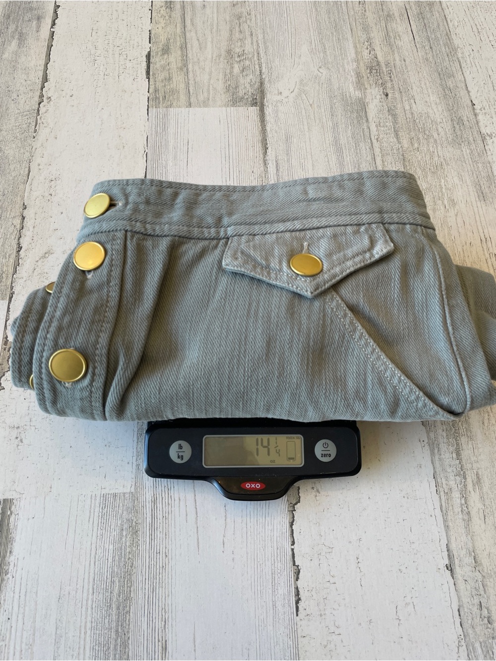 Isabel Marant Greenish Gray Washed Denim Button-Front Mini Skirt SZ EU 44 EUC - Picture 9 of 9